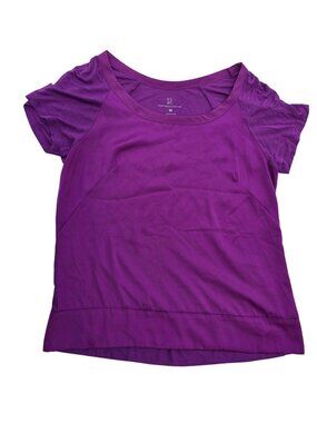 New York & Company Women's Purple Short Sleeve Blouse S Scoop Neck Lightweight
